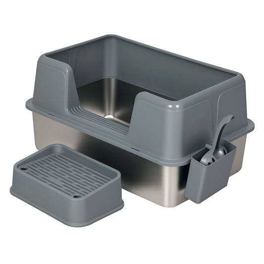 Stainless Steel High Sided Side Entry Cat Litter Tray
