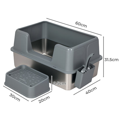 Stainless Steel High Sided Side Entry Cat Litter Tray