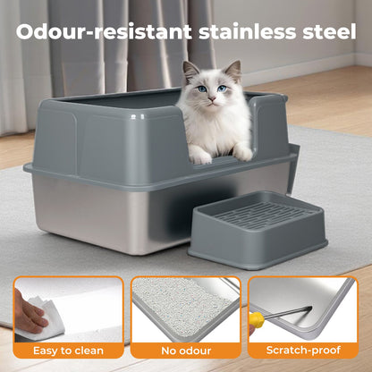 Stainless Steel High Sided Side Entry Cat Litter Tray