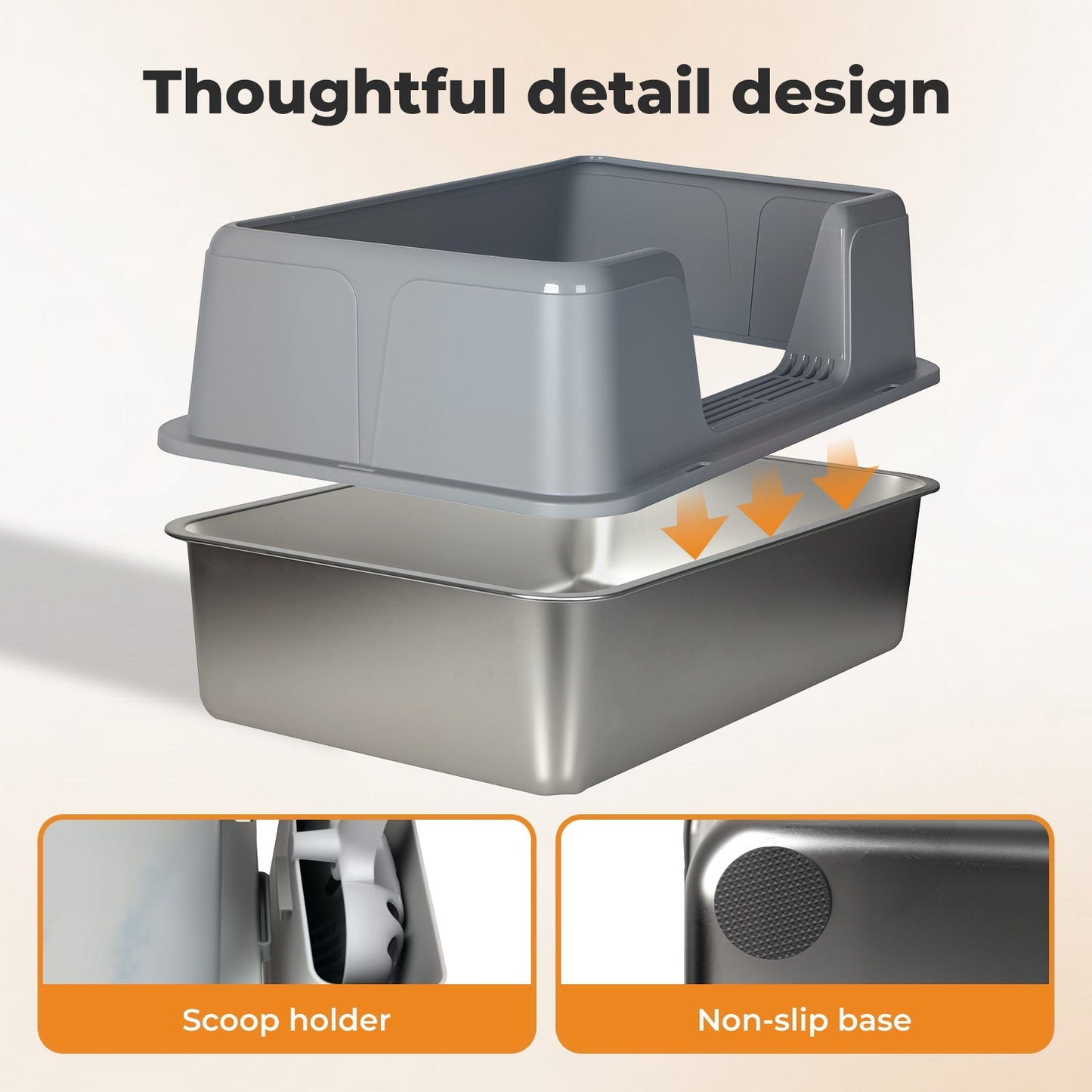 Stainless Steel High Sided Side Entry Cat Litter Tray
