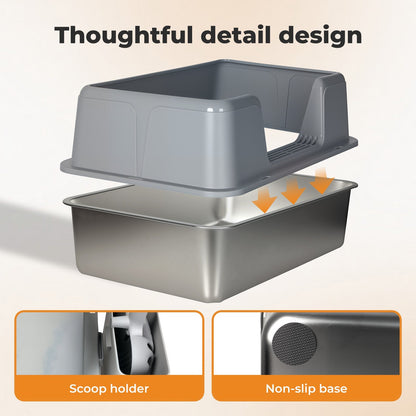 Stainless Steel High Sided Side Entry Cat Litter Tray